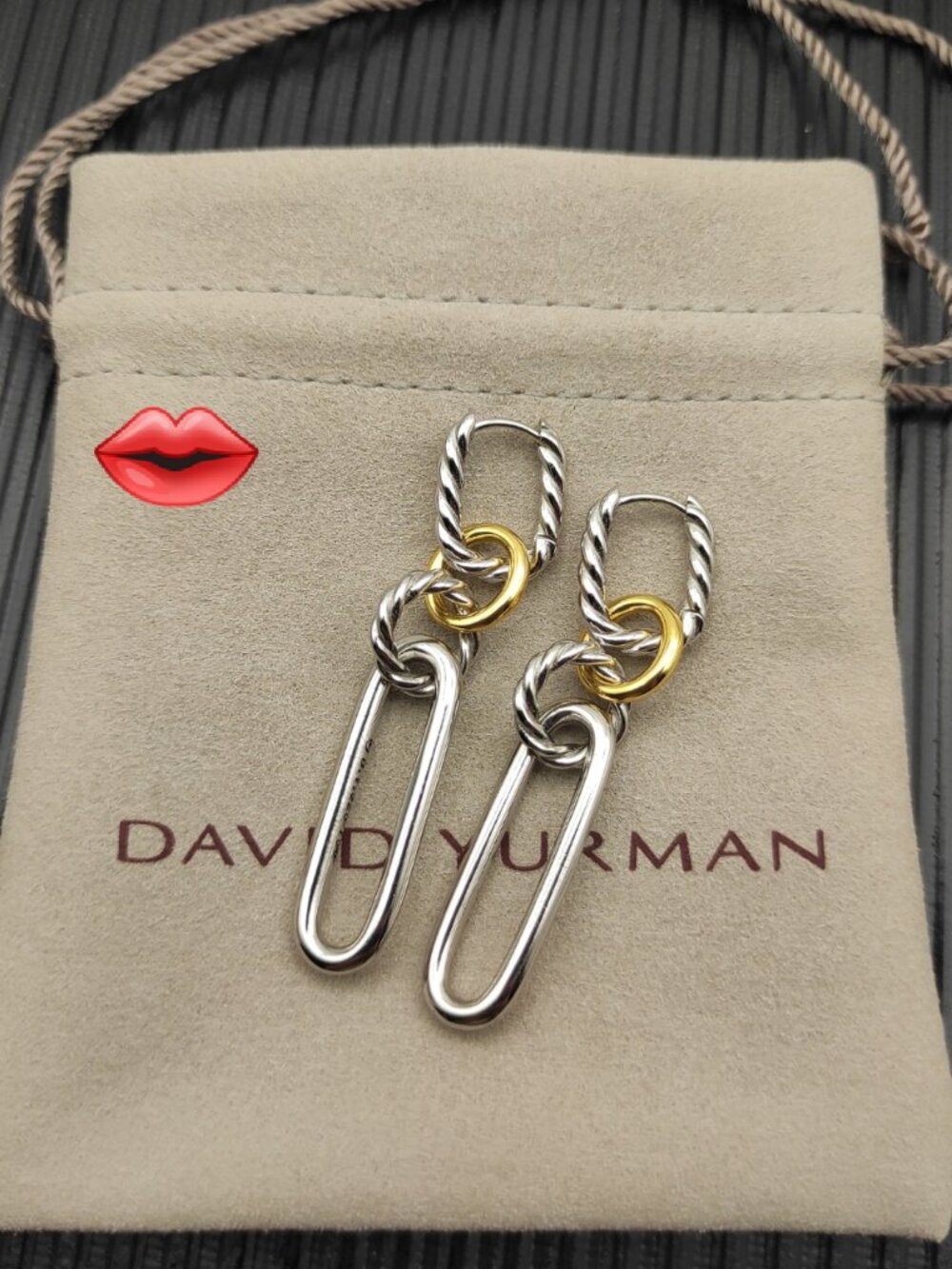 David Yurman  Two-Tone Four-Ring Earrings